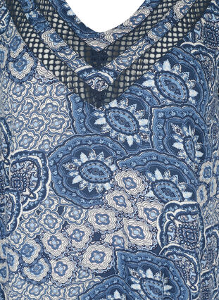 Viskose kjole med 3/4 ærmer og print, Asian Blue print, Packshot image number 2