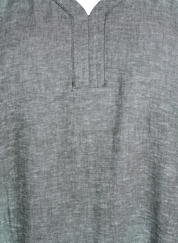 Midikjole i hør og viskose med korte ærmer, Grøn, Packshot image number 2