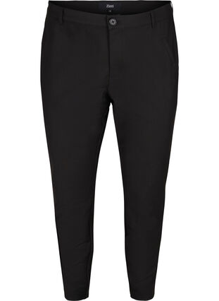 Klassiske bukser med høj talje og ankellængde, Black, Packshot image number 0