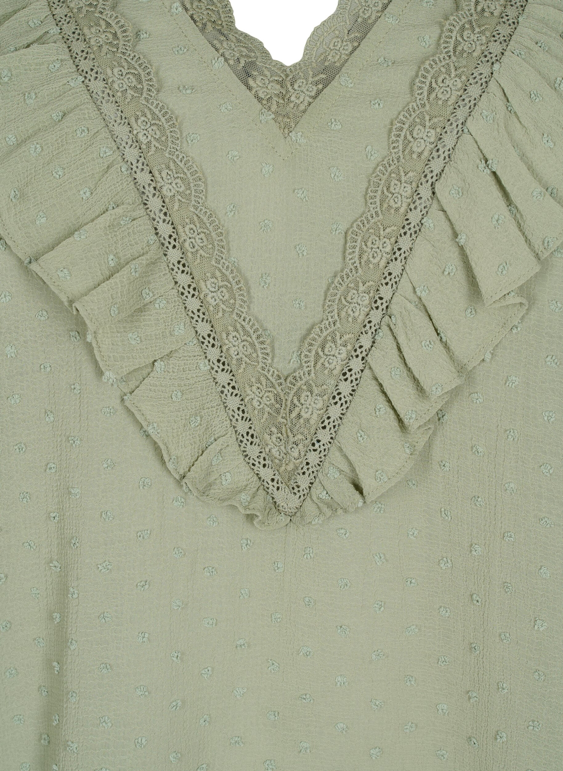 Zizzi Bluse med korte &aelig;rmer og prikket struktur, Seagrass , Packshot image number 2