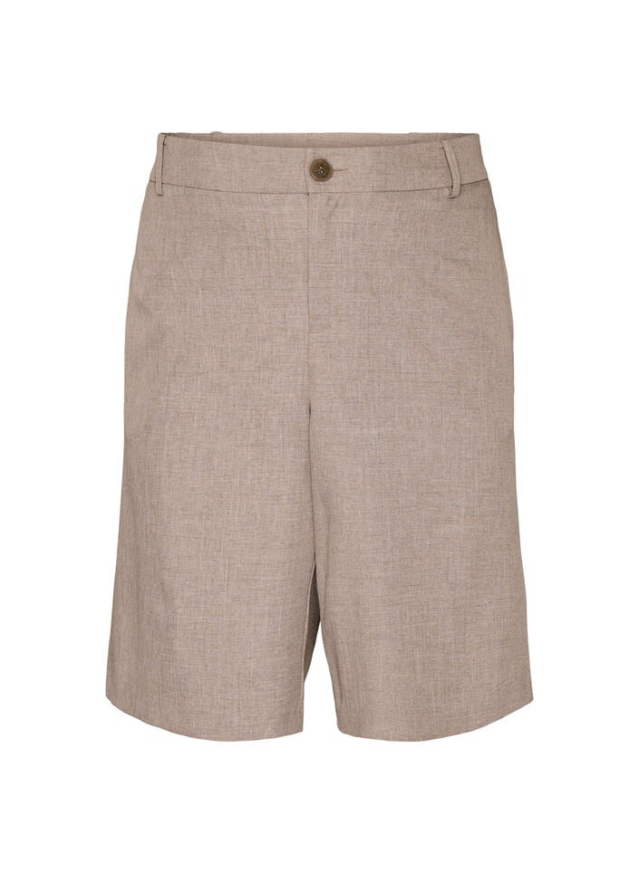 L&oslash;se bermudashorts med h&oslash;j talje, Brun, Packshot image number 0
