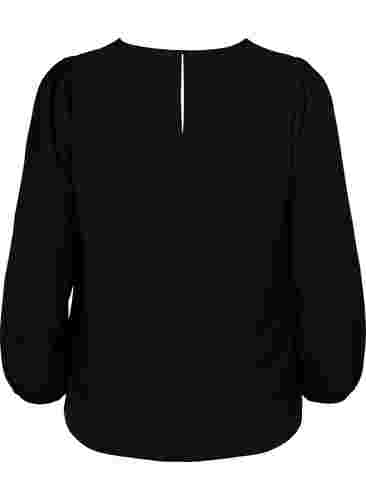 Bluse med pufærmer, Black, Packshot image number 1