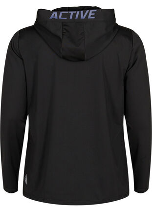 Sportscardigan med quilt og hætte, Black, Packshot image number 1