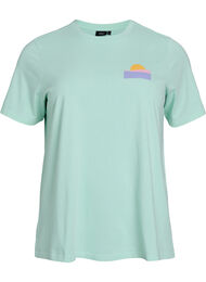 T-shirt i &oslash;kologisk bomuld med rygprint, Gr&oslash;n