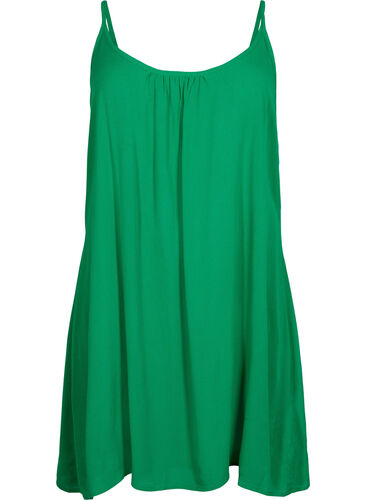 Ensfarvet strop kjole i viskose, Jolly Green, Packshot image number 0