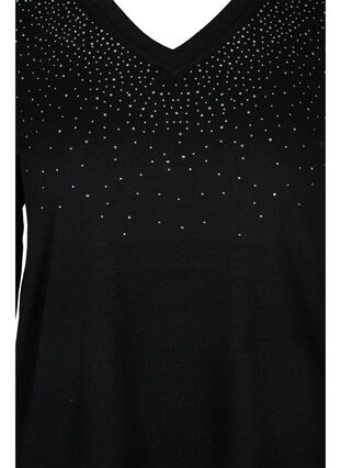Bluse med similisten og lange ærmer, Black, Packshot image number 2