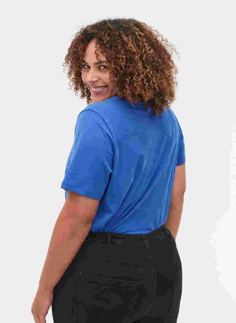 Basis t-shirt med v-hals, Dazzling Blue, Model image number 1