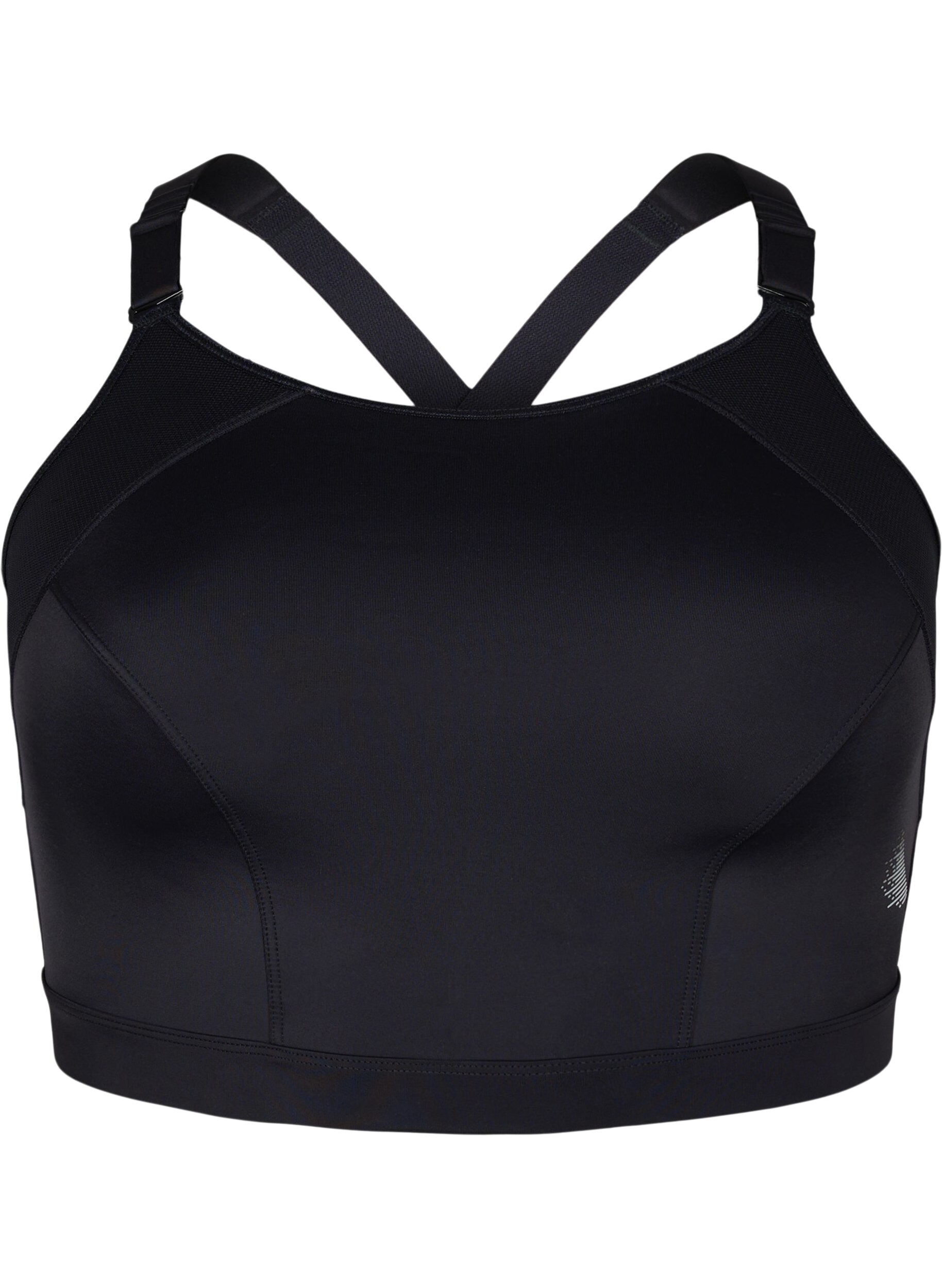 Zizzi CORE, SUPER HIGH, SPORTS BRA - Sports bh med justerbare skulderstropper, Black, Packshot image number 0