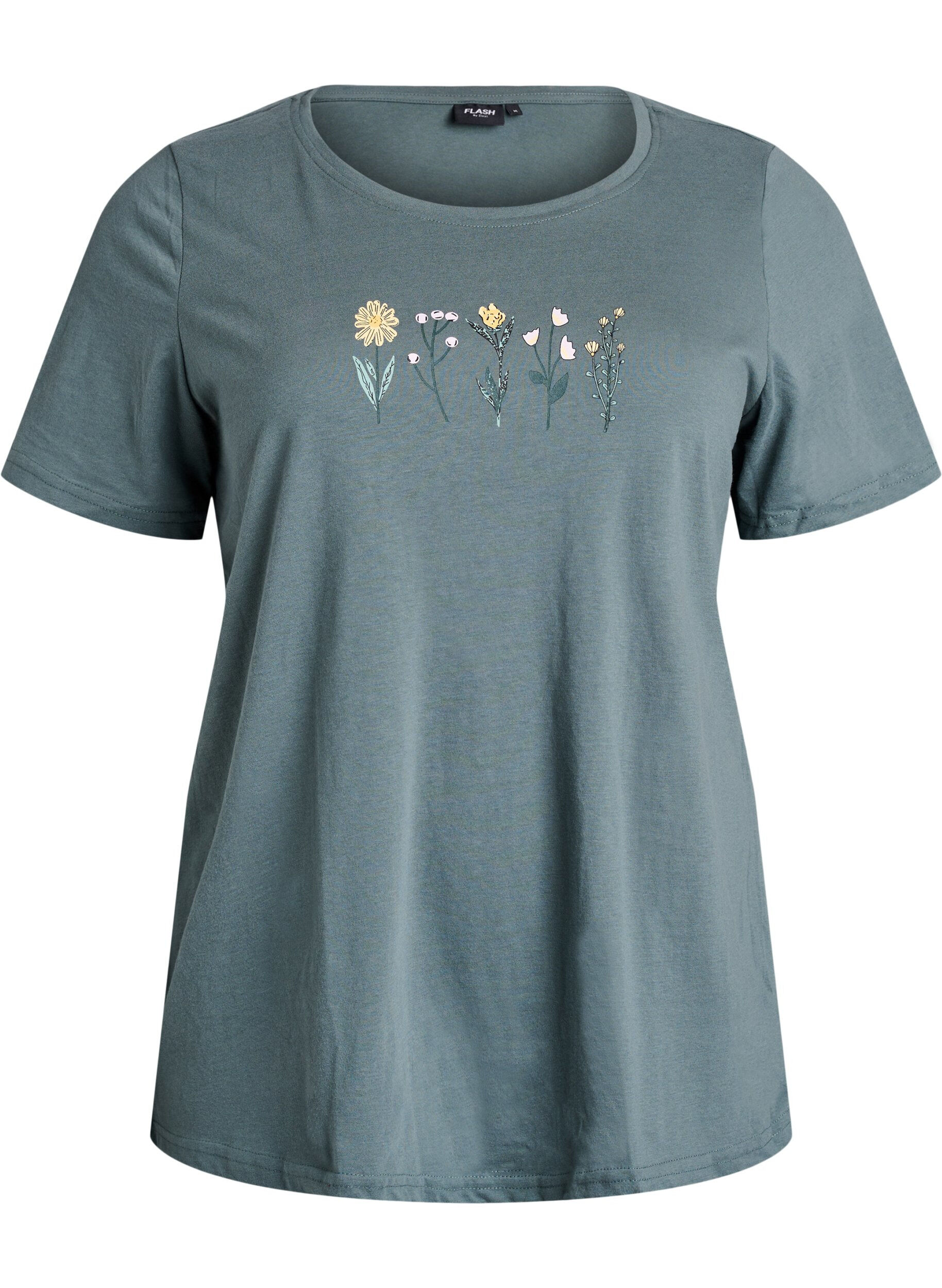 Zizzi FLASH - T-shirt med motiv, Gr&oslash;n, Packshot image number 0