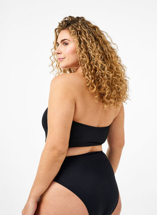 Ensfarvet bandeau-bikinitop, Black, Model image number 1