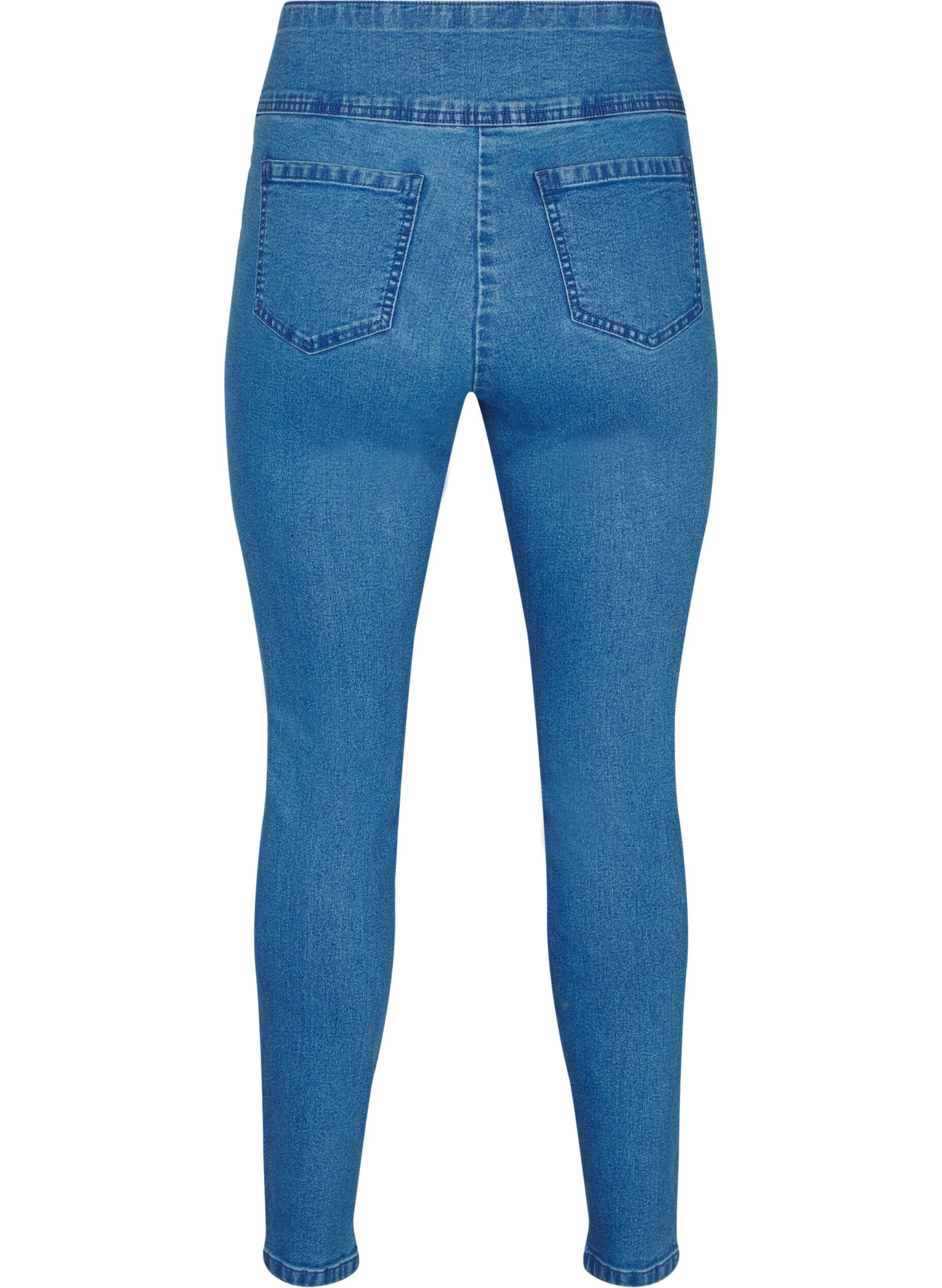 ZizziStretchy jeggings med h&oslash;j talje, Bl&aring;, Packshot image number 1