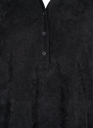Fløjlskjole med 3/4 ærmer og knapper, Black, Packshot image number 2