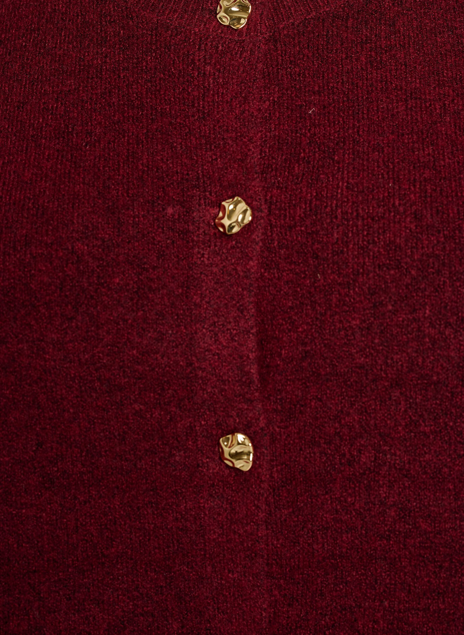 ZizziStrikket vest med dekorative knapper, M&oslash;rk Bordeaux, Packshot image number 2