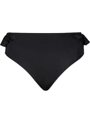 Bikinitrusser med flæser, Black, Packshot image number 0