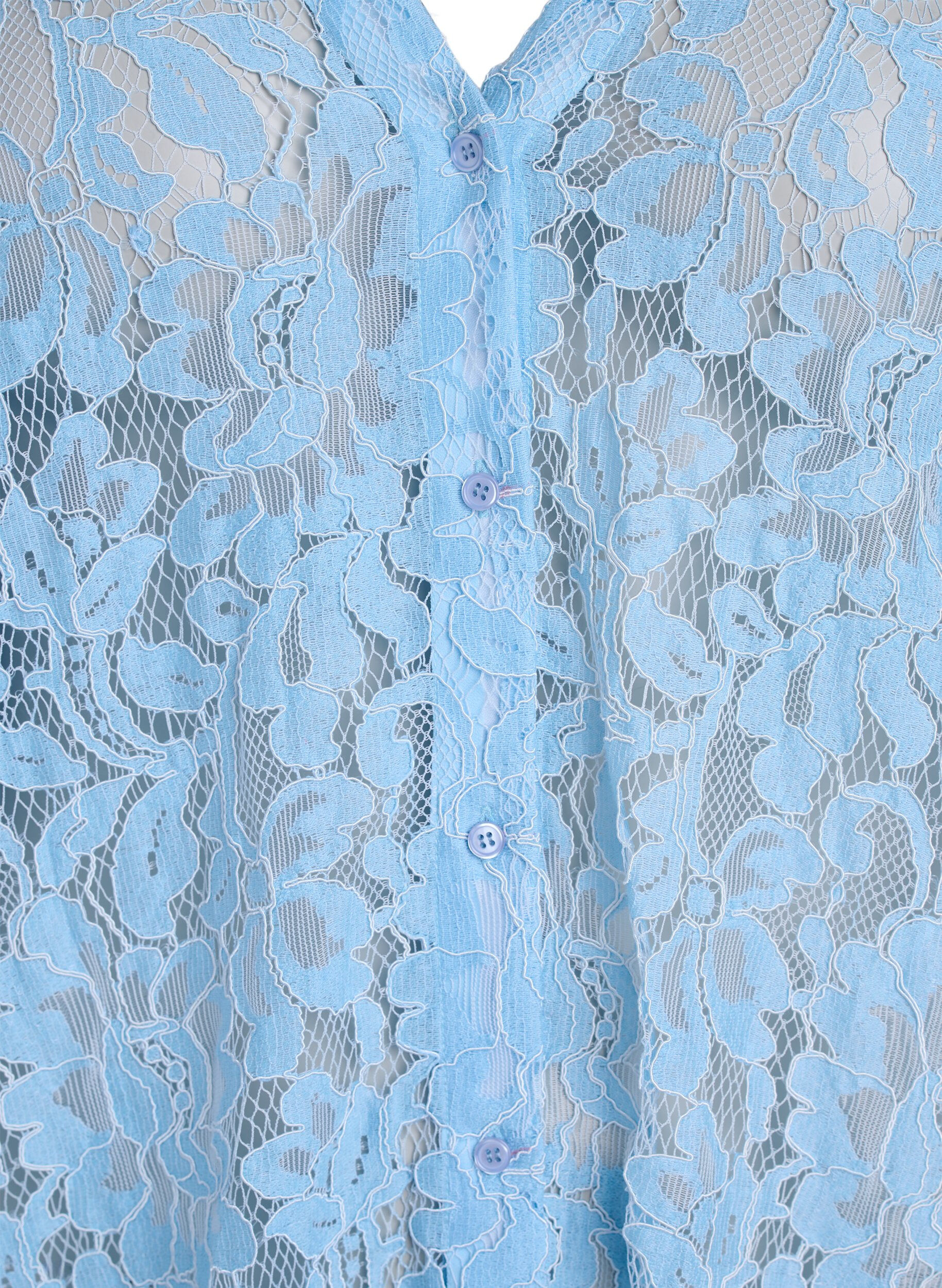 ZizziKort&aelig;rmet blondebluse med V-udsk&aelig;ring, Bl&aring;, Packshot image number 2
