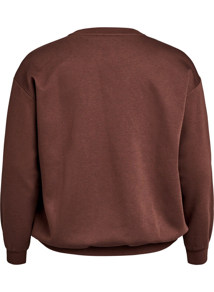 Sweatshirt med broderet tekst, Brun, Packshot image number 1