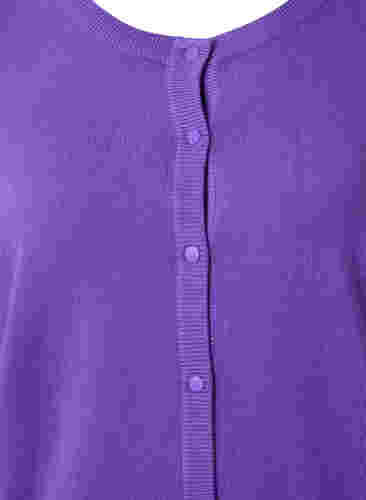 Ribbet cardigan med knaplukning, Purple Opulence, Packshot image number 2