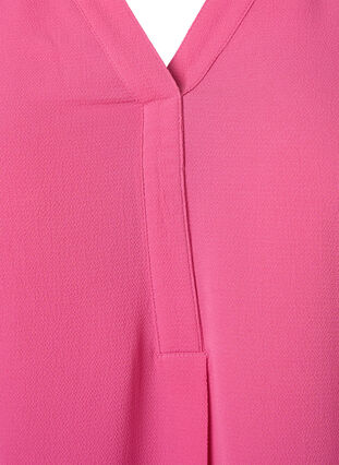 Ensfarvet bluse med v-hals, Shocking Pink, Packshot image number 2