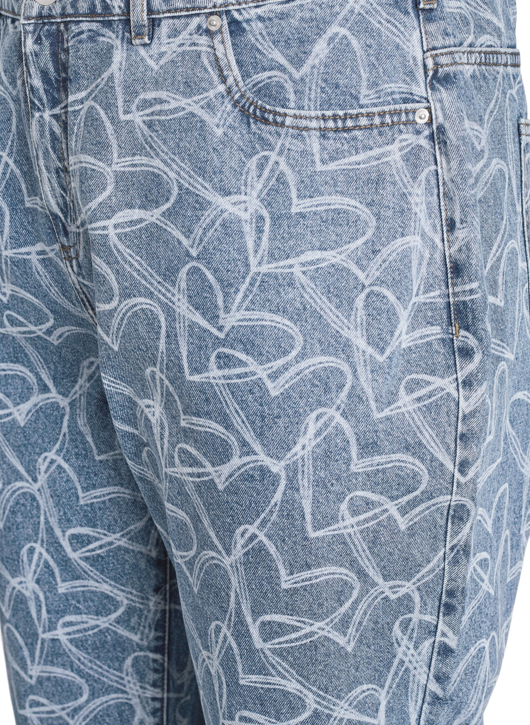 Zizzi Mille mom fit jeans med broderi, Bl&aring;, Packshot image number 2