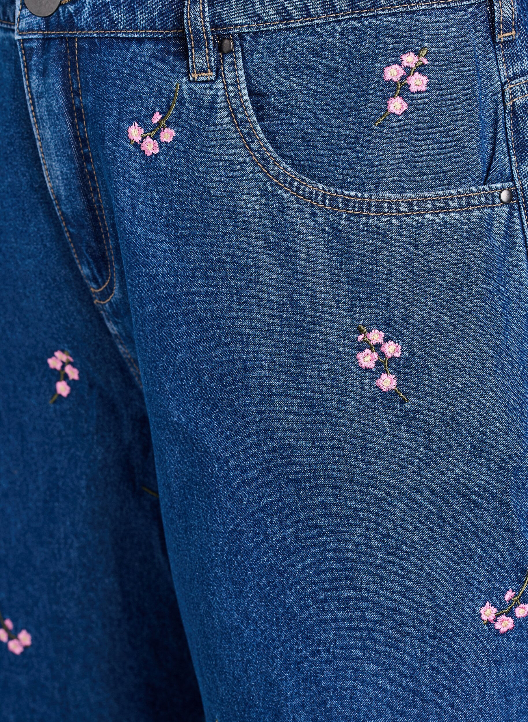 ZizziDenim shorts med broderede blomster, Bl&aring;, Packshot image number 2