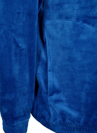 Velour cardigan med lynlås og hætte, Monaco Blue, Packshot image number 3