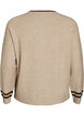 Strikbluse med logo og kontraststriber, Beige, Packshot image number 1