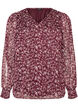 Bluse med blomsterprint og glittertr&aring;d, R&oslash;d, Packshot image number 0