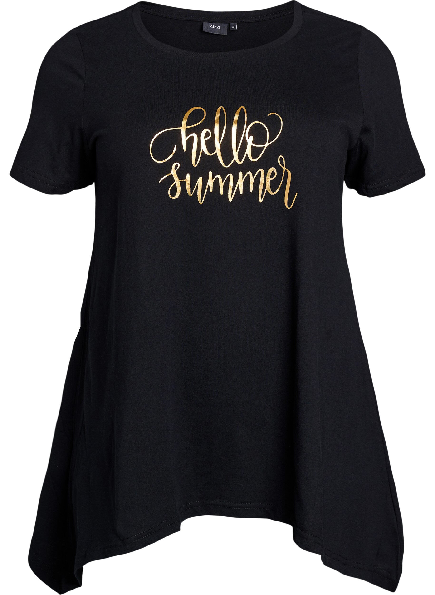 Zizzi T-shirt med rund hals og A-facon, Sort, Packshot image number 0