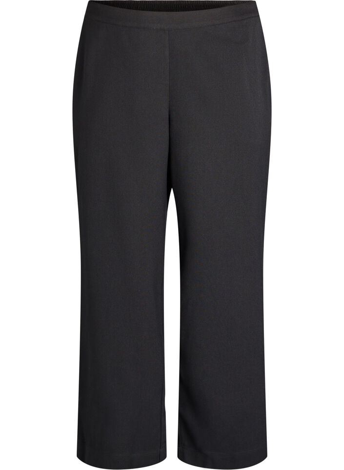 Bukser med vide ben og høj talje, Sort, Packshot image number 0