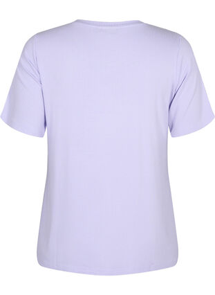 T-shirt i viskose med ribstruktur, Lavender, Packshot image number 1
