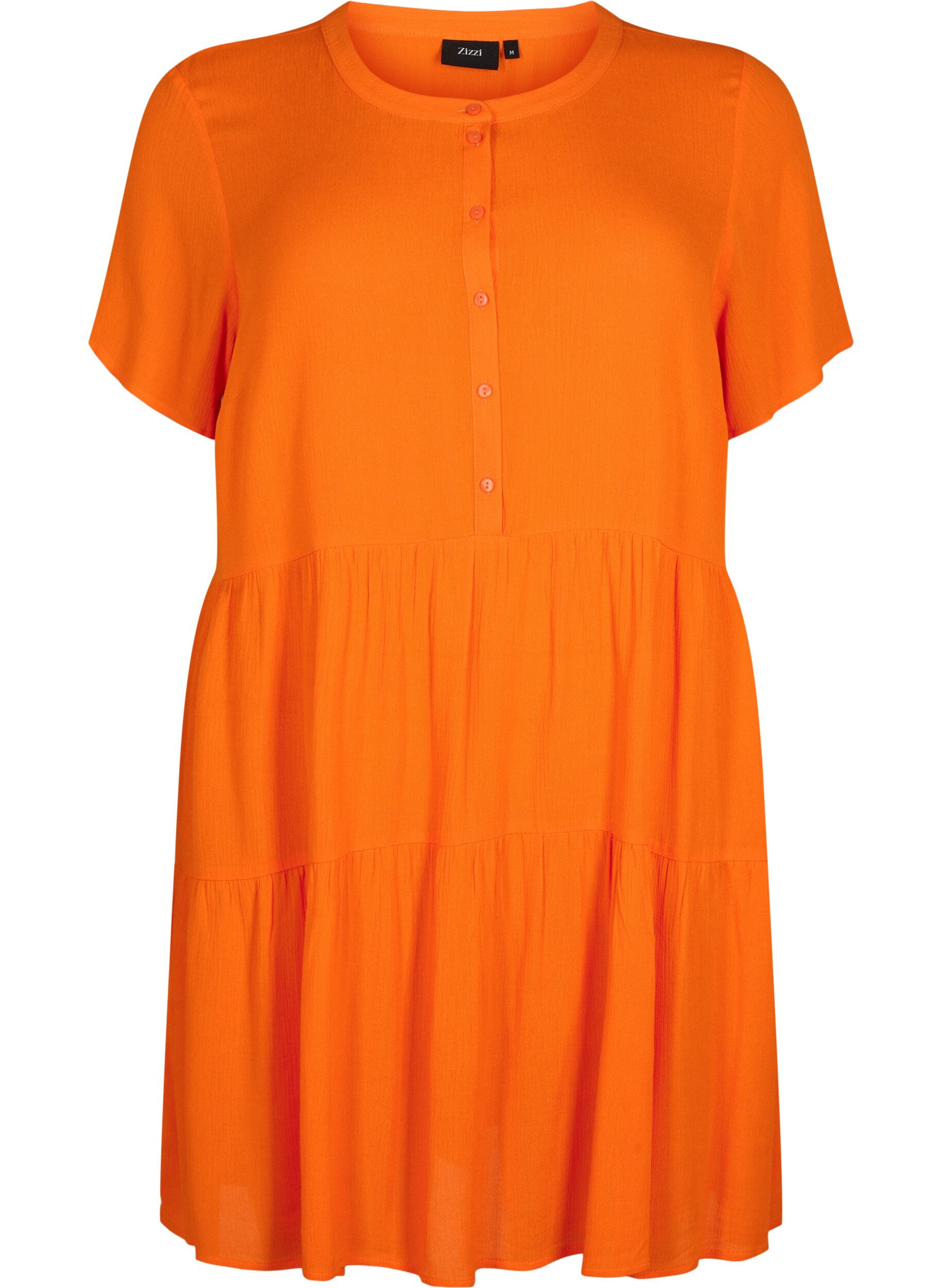 Zizzi Kort&aelig;rmet viskose kjole med a-form, Exuberance, Packshot image number 0