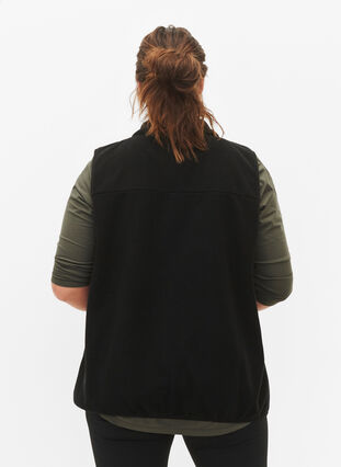 Fleece vest med lommer, Black, Model image number 1