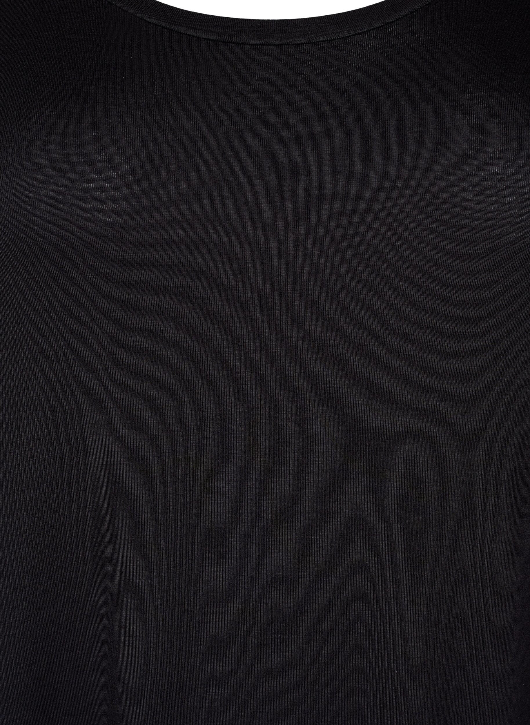 Zizzi Viskose midikjole med korte &aelig;rmer, Black, Packshot image number 2