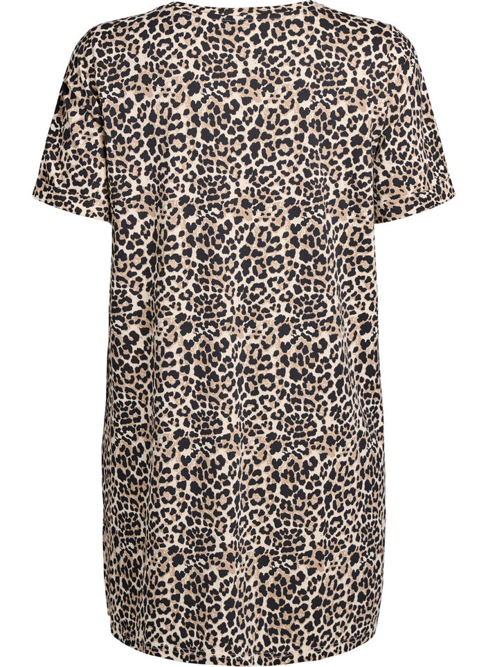 Kort t-shirtkjole i bomuldsjersey, Brun, Packshot image number 1