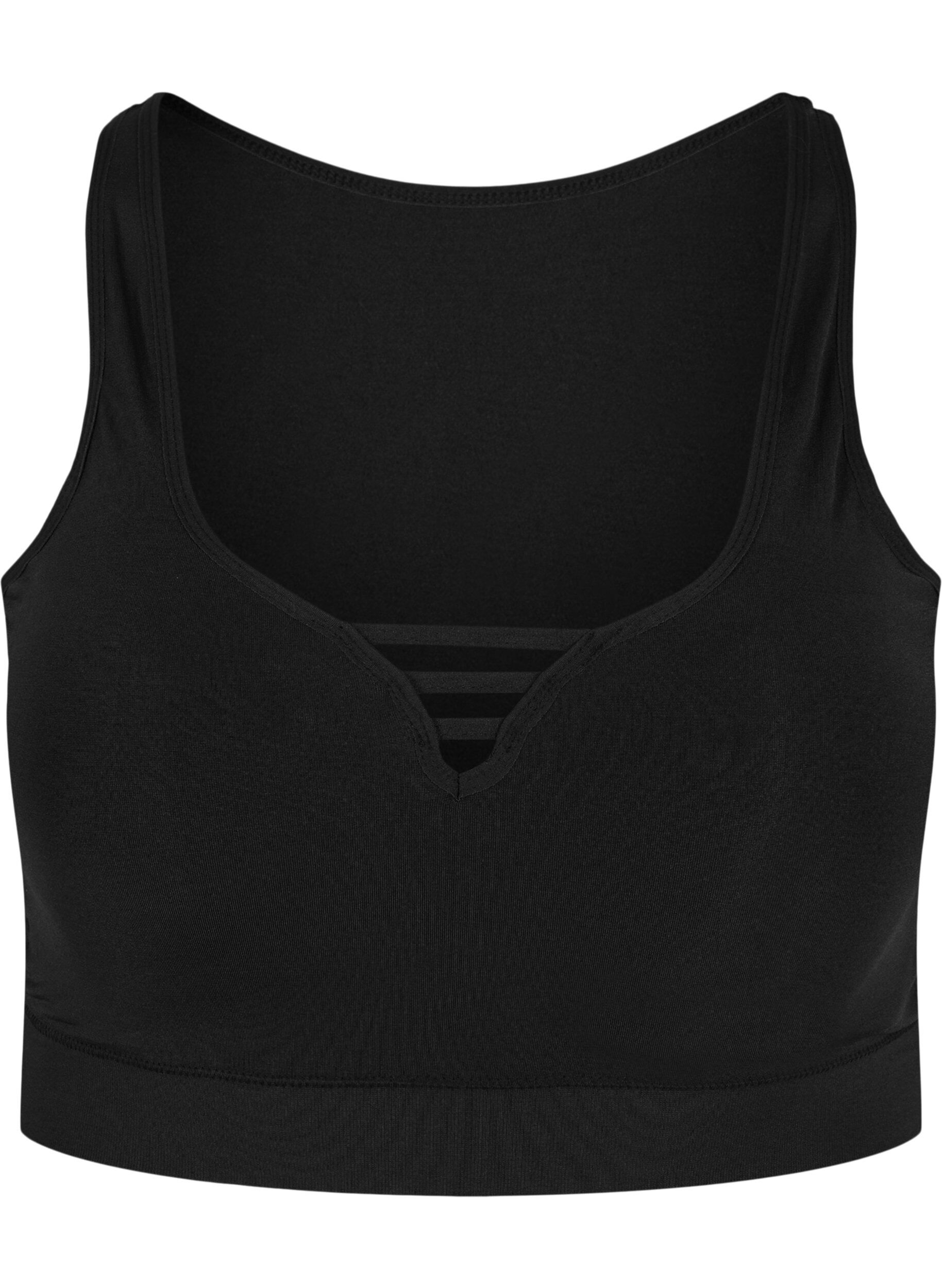 Zizzi Let vatteret bh med string detaljer, Black, Packshot image number 0