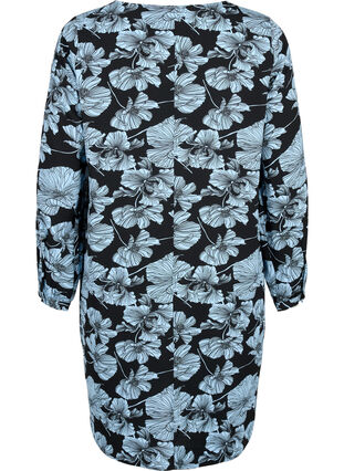 V-hals kjole med print, Black B. Flower AOP, Packshot image number 1