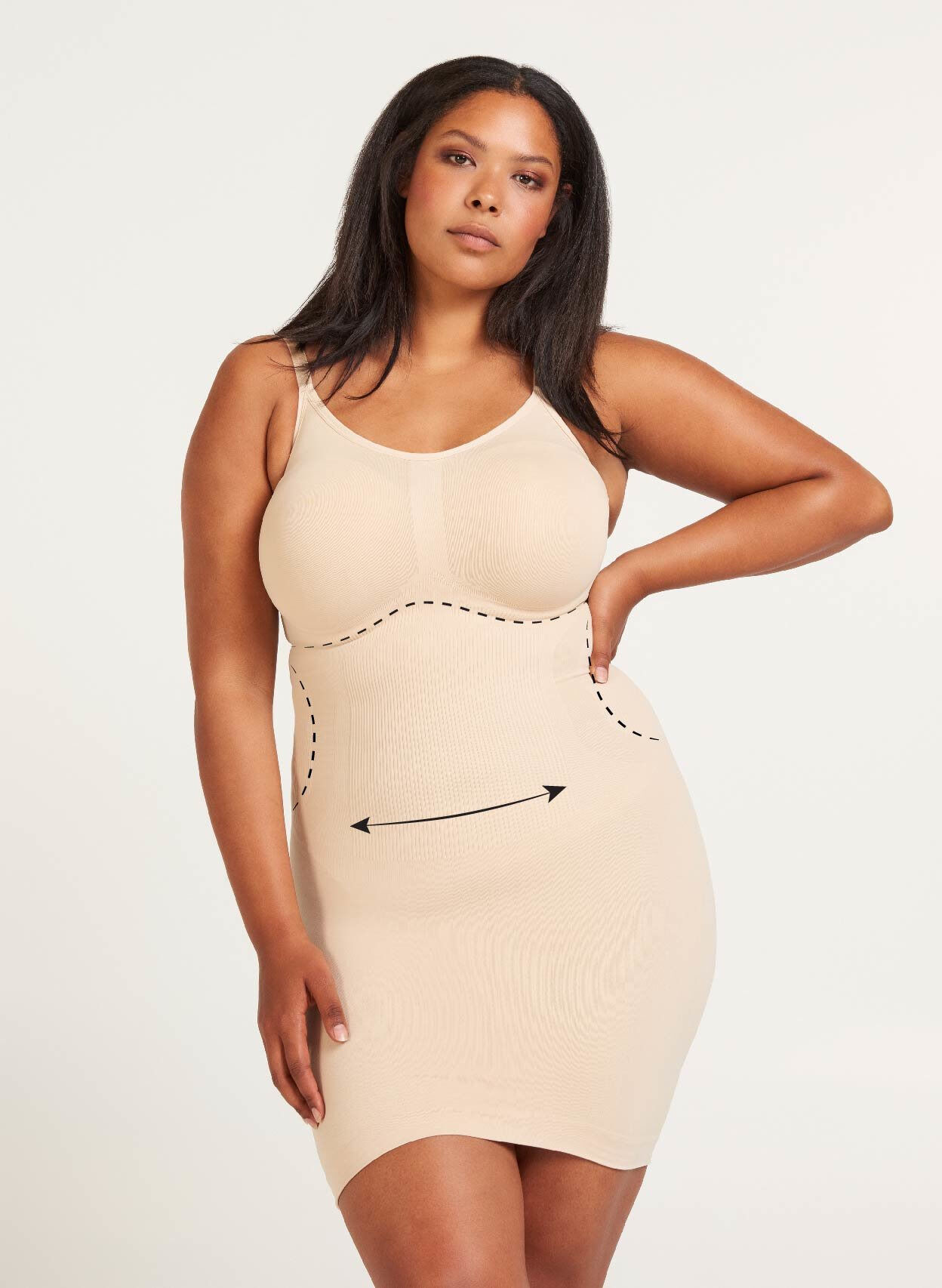Shapewear underkjole med tynde stropper, Beige, Model