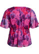 Blomstret chiffonbluse med korte &aelig;rmer, R&oslash;d, Packshot image number 1