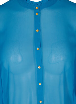 Kortærmet bluse med flæse detaljer, Blue ASS, Packshot image number 2