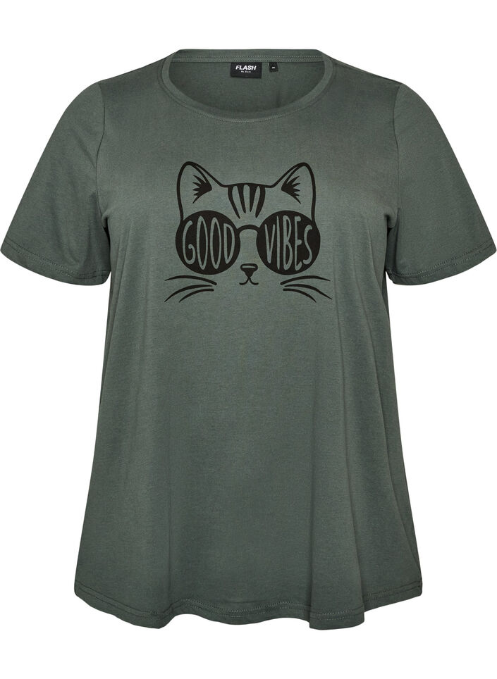 T-shirt med motiv, Gr&oslash;n, Packshot image number 0