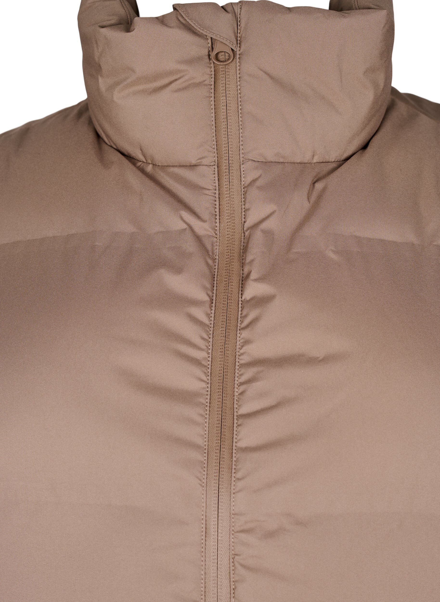 ZizziKort puffervest med h&oslash;j krave, Brun, Packshot image number 2