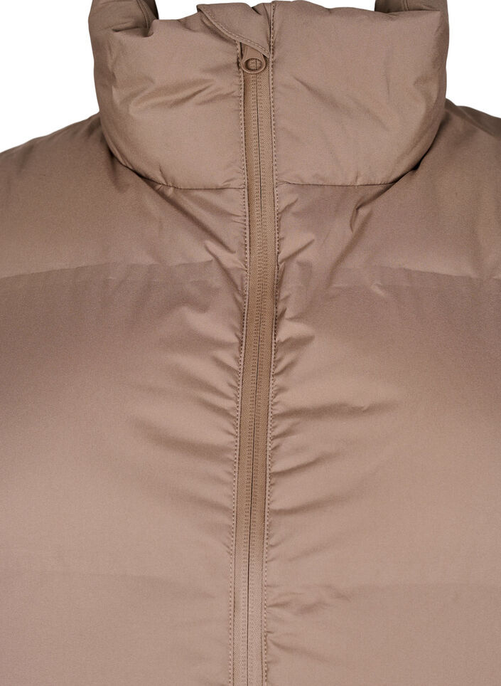 Kort puffervest med h&oslash;j krave, Brun, Packshot image number 2