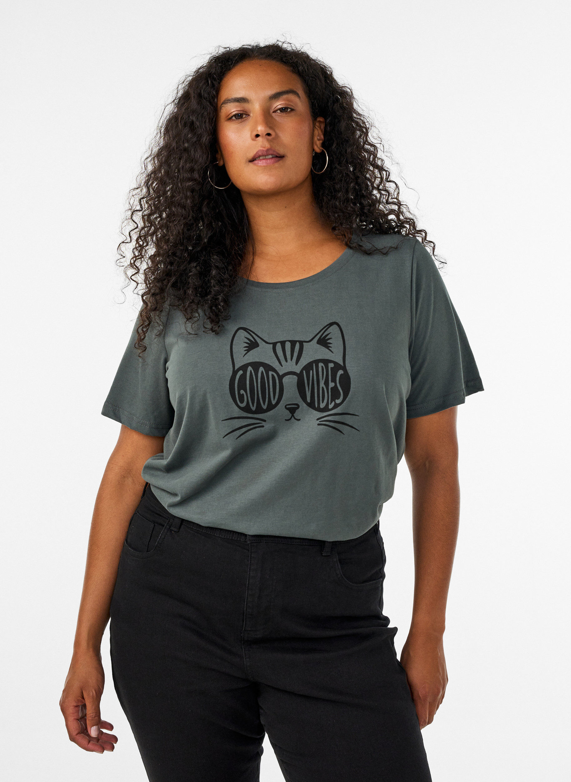ZizziT-shirt med motiv, Gr&oslash;n, Model image number 0