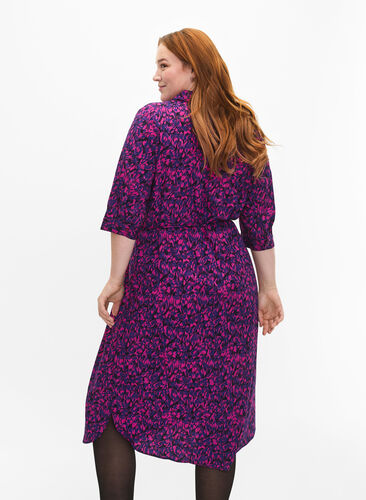FLASH - Skjortekjole med print, Pink Blue AOP, Model image number 1