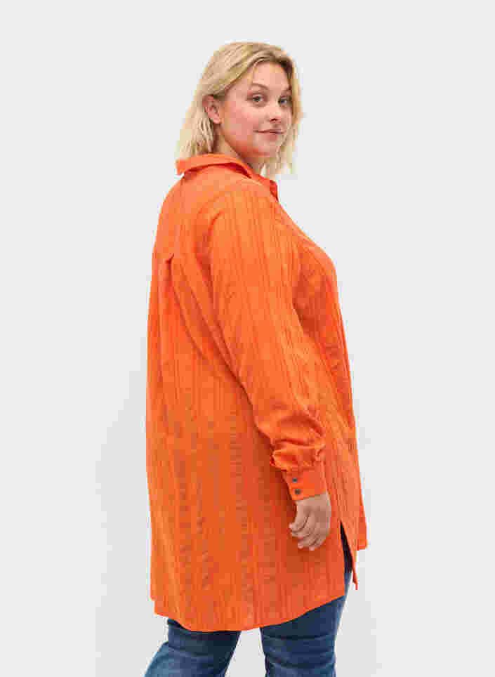 Lang stribet skjorte med lange ærmer, Harvest Pumpkin, Model image number 1