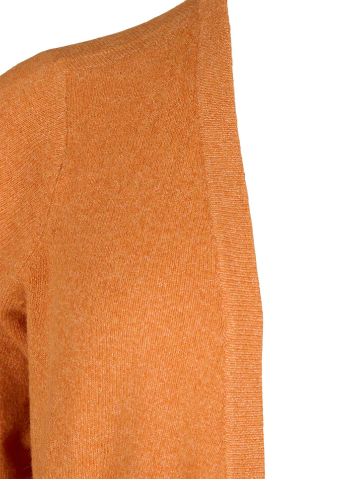 Meleret strik cardigan med lommer, Orange, Packshot image number 2