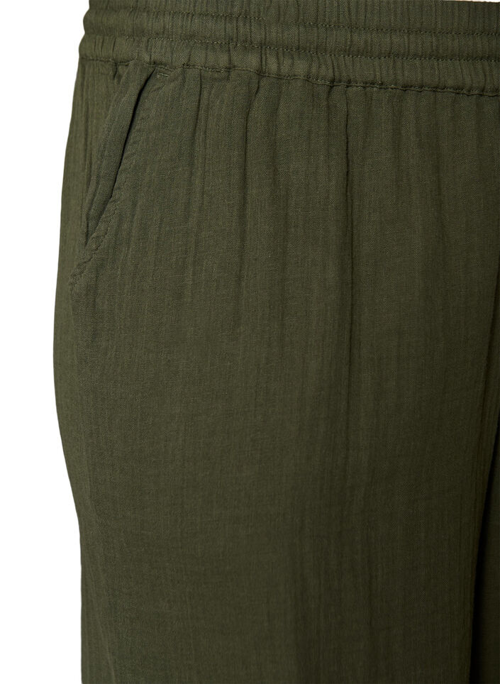 L&oslash;se shorts i bomuldsmusselin med h&oslash;j talje, Gr&oslash;n, Packshot image number 2