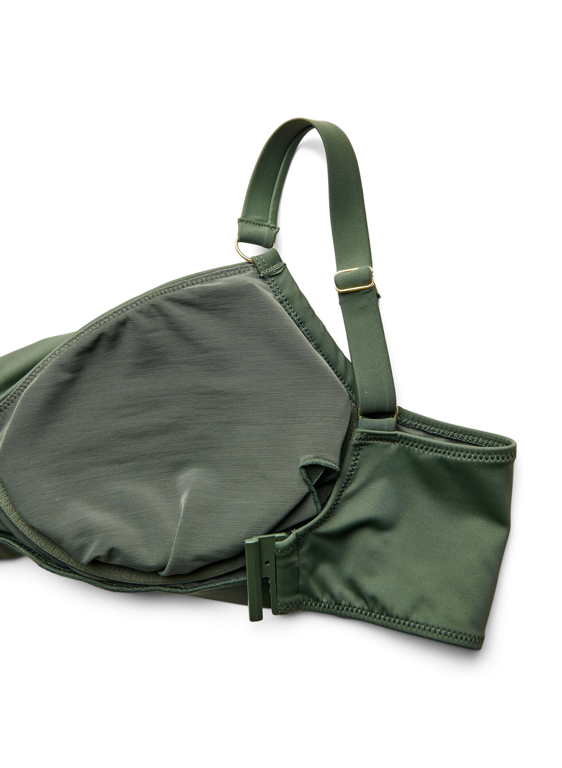 Zizzi Bikini bh med b&oslash;jle og guldfarvet detalje, Gr&oslash;n, Packshot image number 3