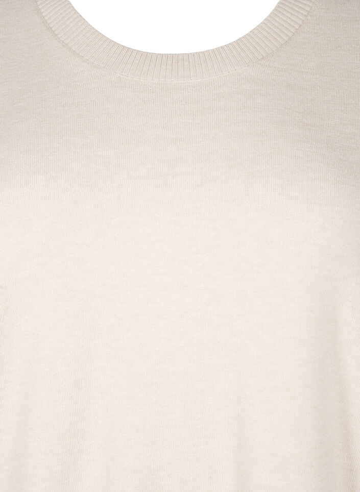 FLASH - Strikbluse med rund hals, Beige, Packshot image number 2