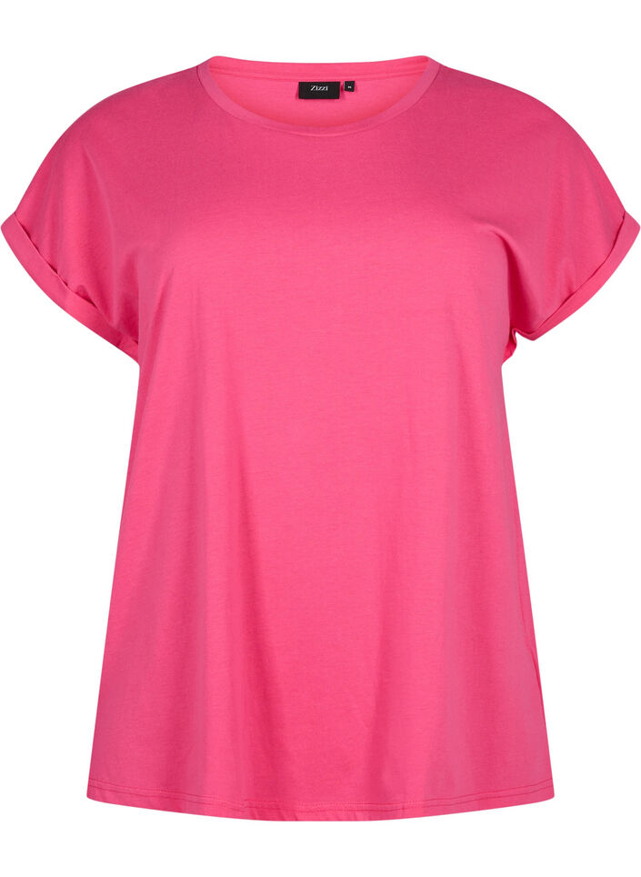 Kort&aelig;rmet t-shirt i bomuldsblanding, Lyser&oslash;d, Packshot image number 0